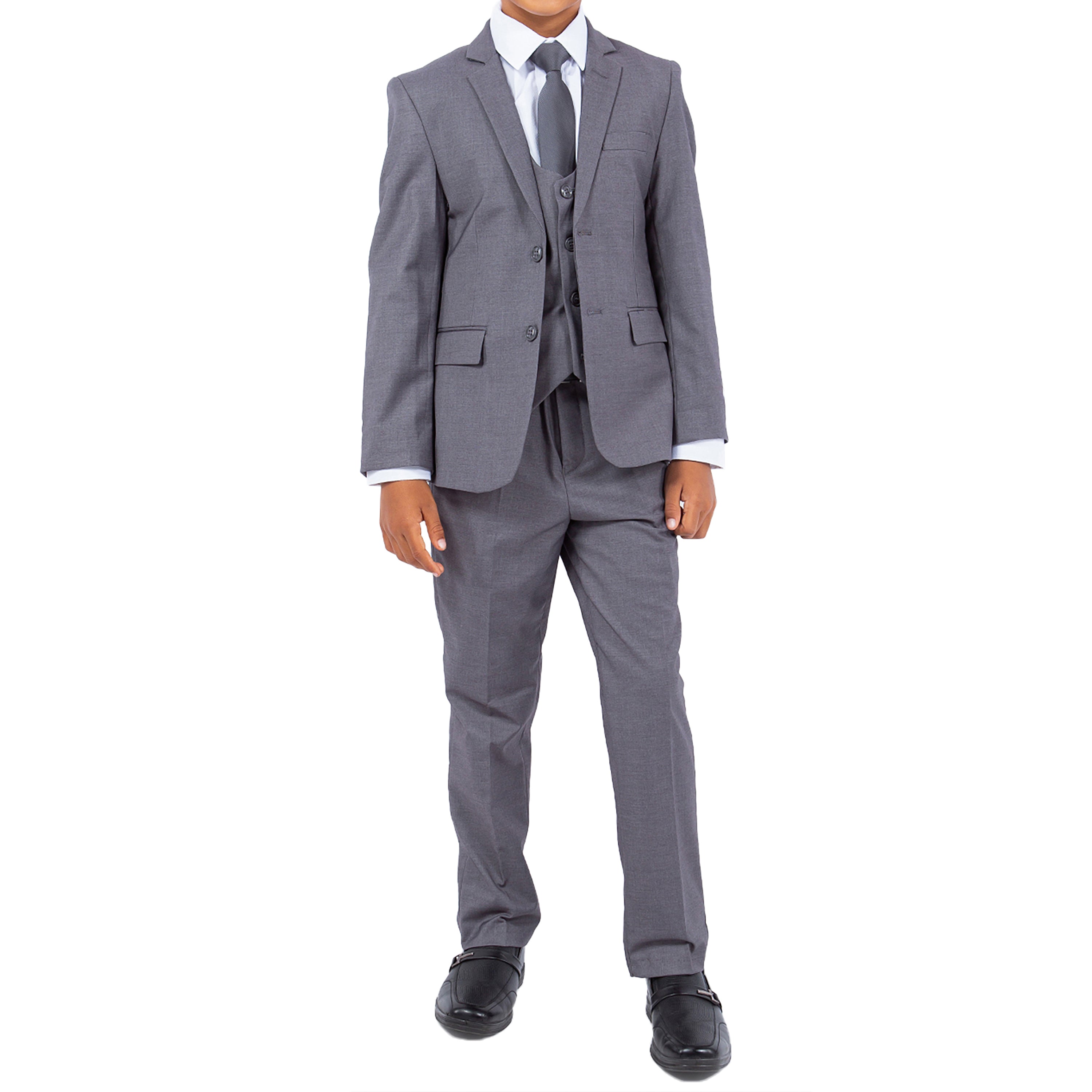 Tazzio Boy's 5pc Solid Suit With Shirt & Tie